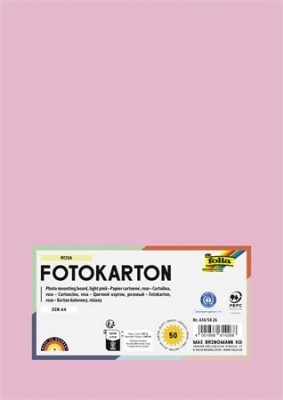Dekorkarton, A4, 300 g, 50 lap, FOLIA, halvány rózsaszín