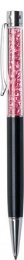 Golyóstoll, fekete, felül pink SWAROVSKI® kristállyal töltve, 14 cm, ART CRYSTELLA®